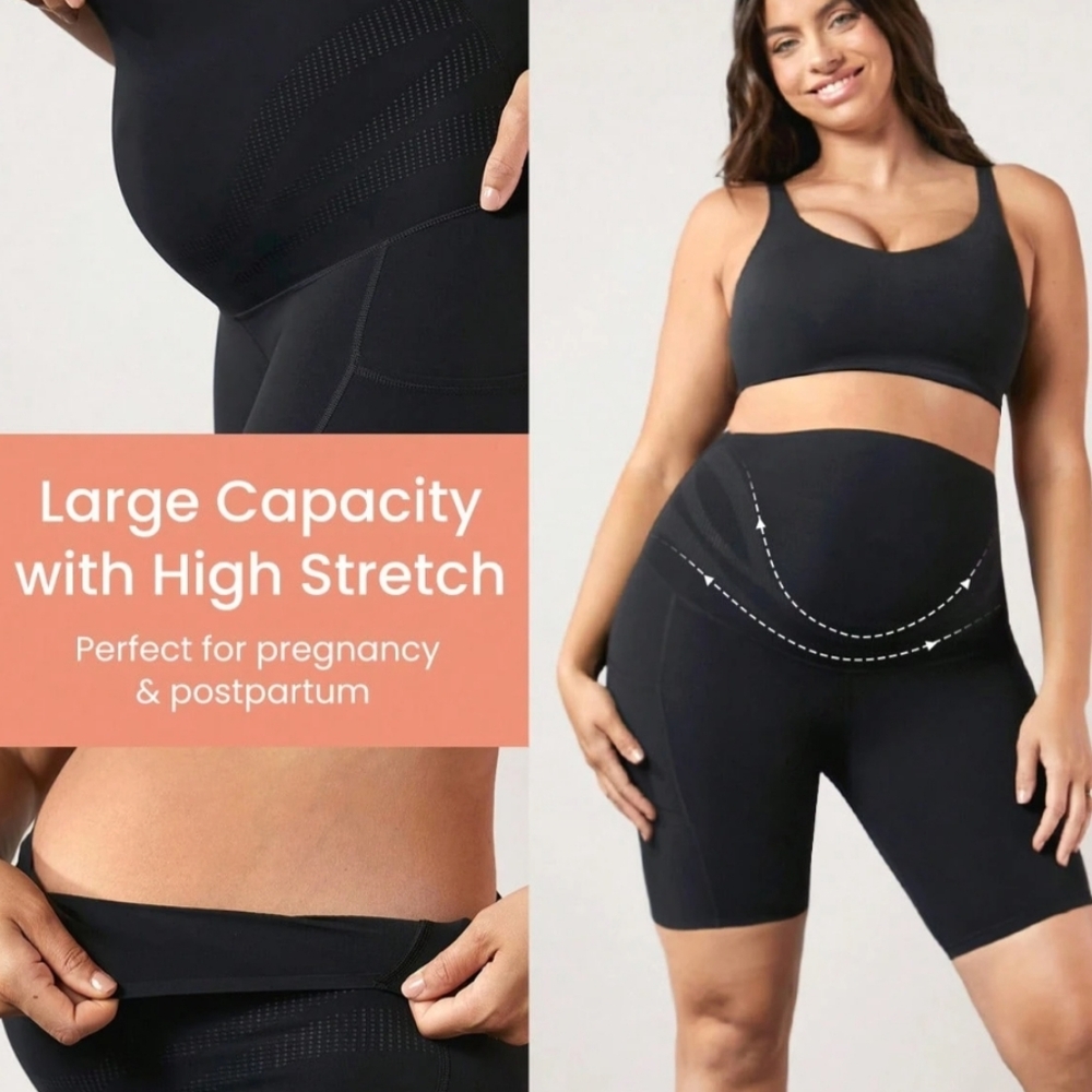 Feathers Maternity Black Bike shorts. OS